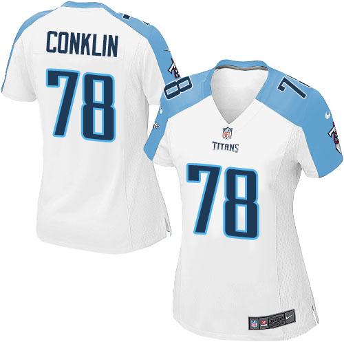 Nike Titans #78 Jack Conklin White Women's Stitched NFL Elite Jersey - Click Image to Close